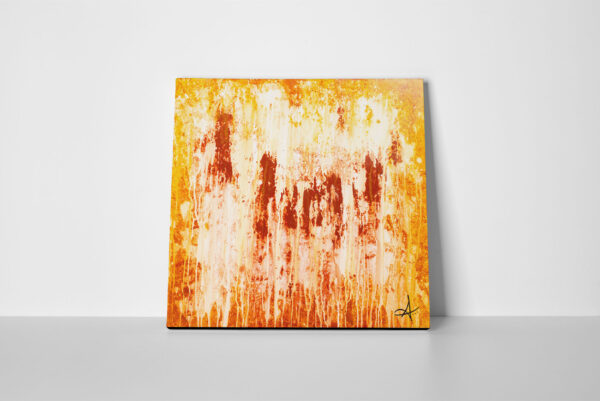 Tableau abstrait orange artiste contemporain normand