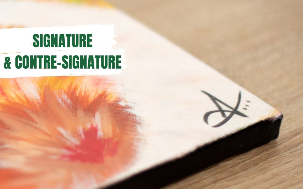 Toile abstraite signature et contre-signature